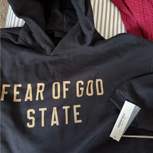 Fear of God Essentials Black and Gray Hoodie